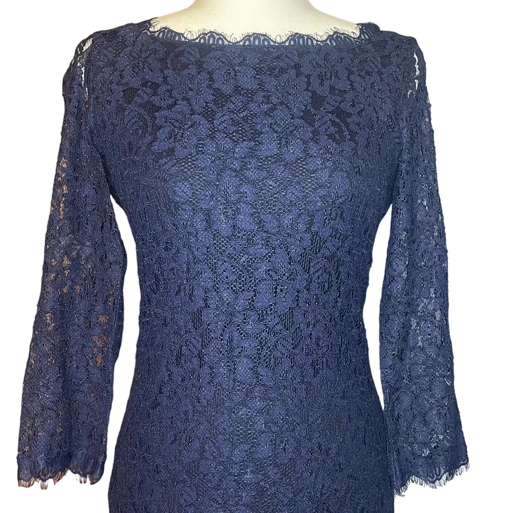 Diane von Furstenberg Zarita Scoop Dress Navy Lace size 8 - Picture 4 of 16